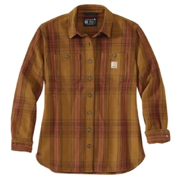 Carhartt Tops - NWT - Carhartt, WOMEN'S LOOSE FIT HEAVYWEIGHT TWILL OVERSHIRT - Brown Plaid